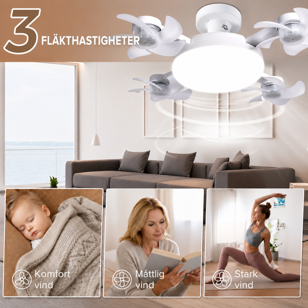 NordicAura™ - Kyl ditt rum med stil — LED-takfläkt med fjärrkontroll!