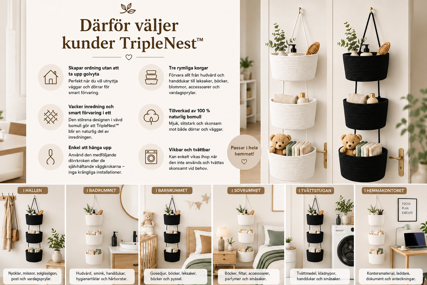 TripleNest™ – Hängande Förvaringskorg