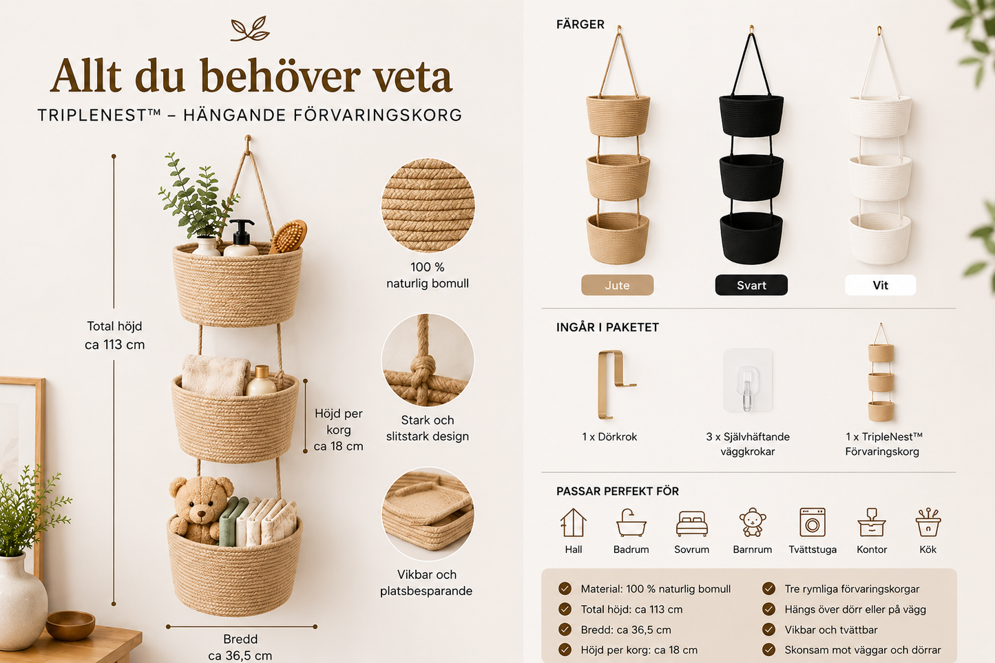 TripleNest™ – Hängande Förvaringskorg