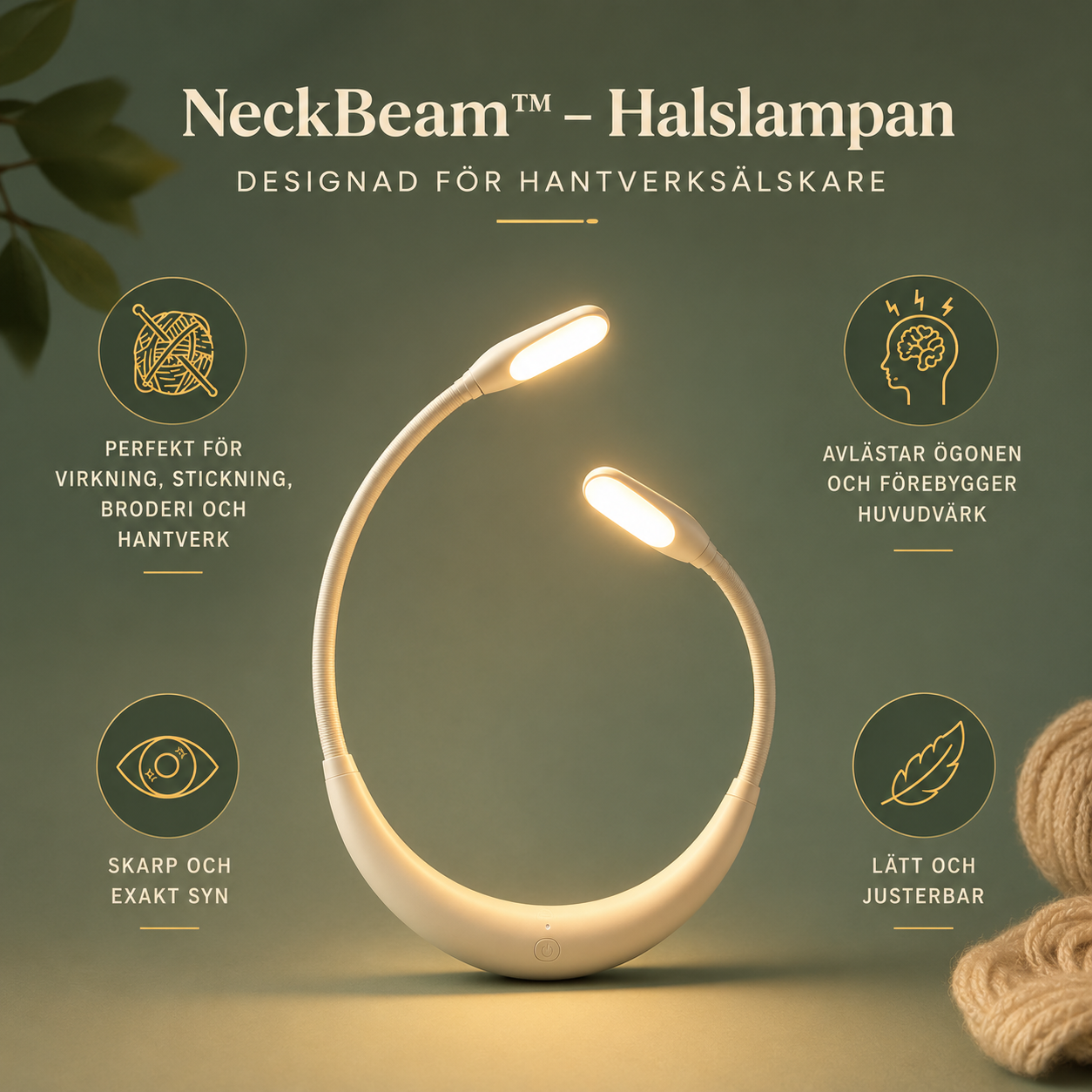 NeckBeam - LED-läslampa för halsen | Läs på natten utan att störa dem omkring dig